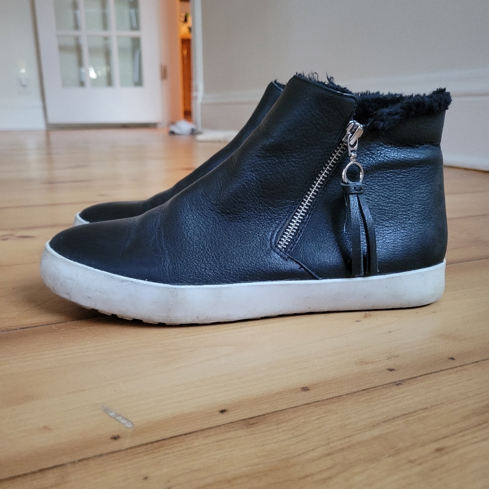 Rebecca Minkoff Shelly High Top Sneakers Faux fur Lined zip slip on Shoes boots